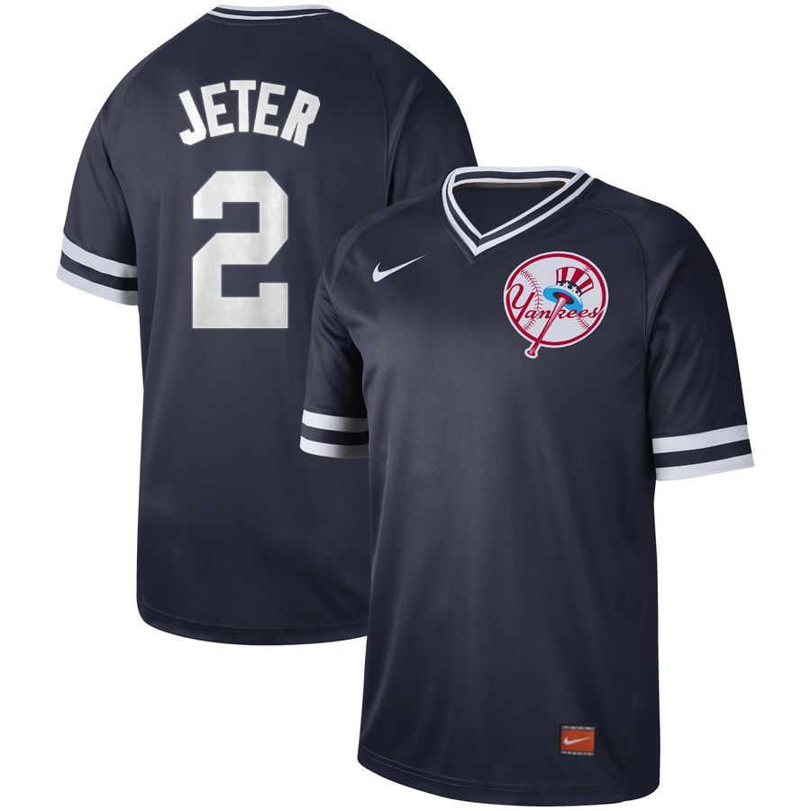 Men New York Yankees #2 Jeter Blue Nike Cooperstown Collection Legend V-Neck MLB Jersey->pittsburgh pirates->MLB Jersey
